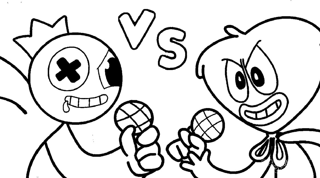 desenhos para colorir Rainbow Friends v Sovic FNF 2 – Colorindo páginas