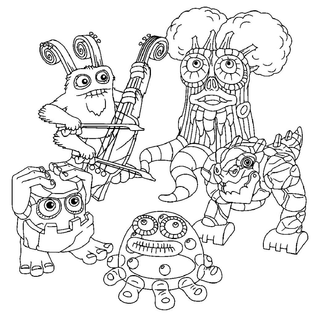 Desenhos para colorir amigos do arco-íris – WubboxName – Meus Monstros  Cantores 24 – Colorindo páginas