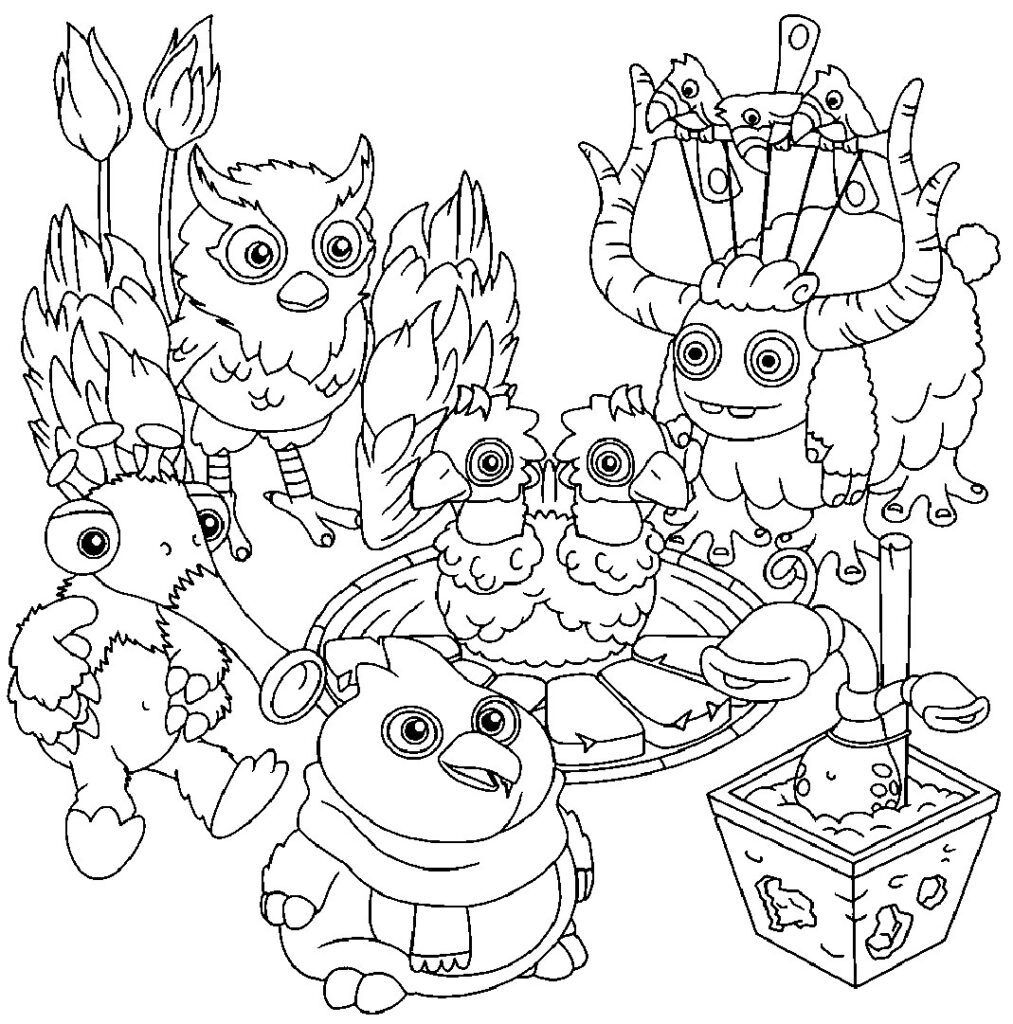 Aproveite a criatividade com as páginas para colorir My Singing Monsters